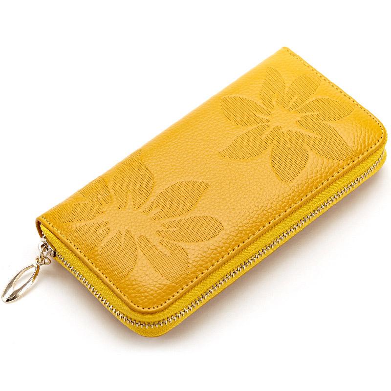 Genuine Leather Women Long Wallets Female Fashion Zipper Coin Purse Lady Luxury Money Bag Credit Cards Clutch Large Phone Wallet