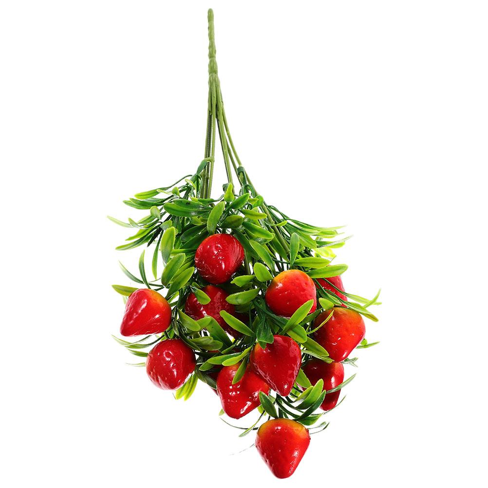 1pcs Artificial Strawberry Bunch Faux Fruit Stems Bright Lifelike Fake Strawberries For Vase Filling Home Party Decor Crafts