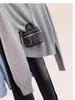 Women's 100% Pure Wool Cardigan, Round Neck, High Waist Slimming, Grey Knit Sweater Coat for Spring/Autumn 2025