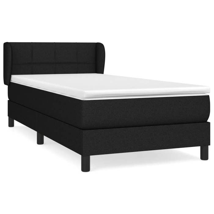 3126207 vidaXL Lit à sommier tapissier avec matelas Noir 90x190 cm Tissu