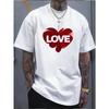 European sizes Men'S T-Shirt with Heart Design And 'LOVE' Slogan, a Short-Sleeved Adult Tee Featuring Love Prints