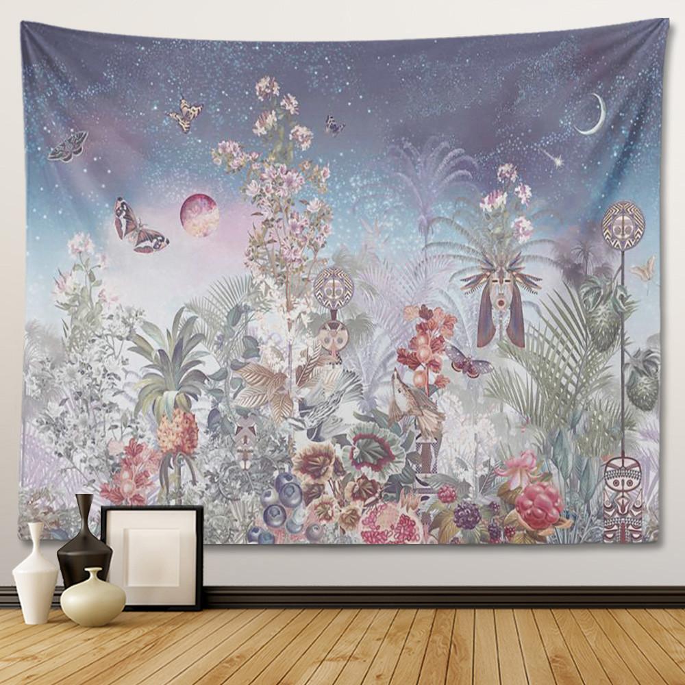 European Floral Retro Tapestry Plant Wall Hanging Bedroom Decoration Wall Hanging Tapestry Home Room Living Room Decoration