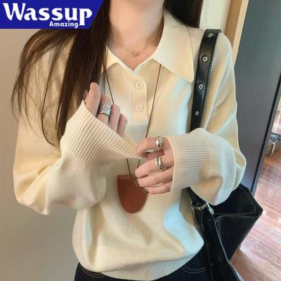 WASSUP Casual Lapel Knit Sweater
