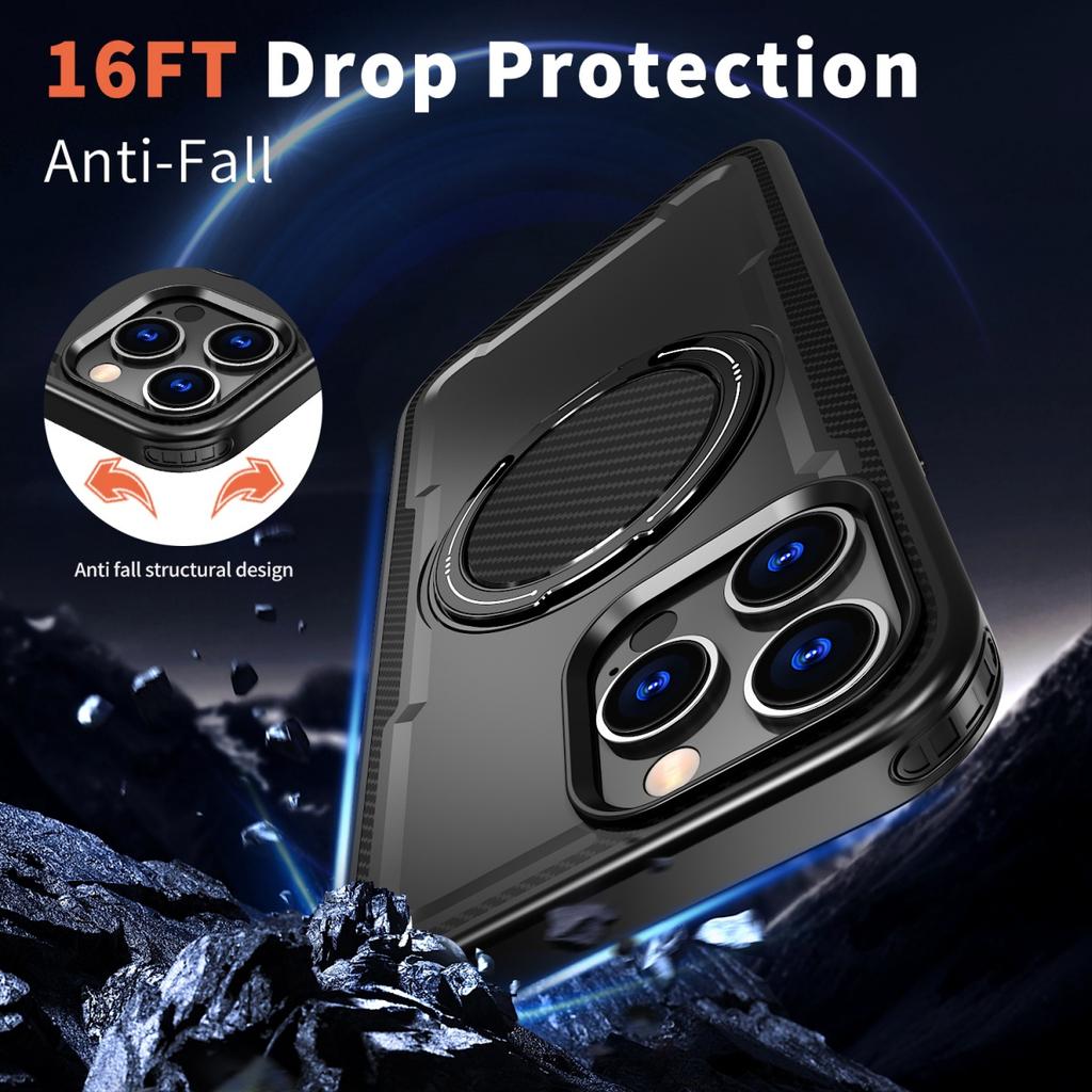 360°Rotating Bracket Shockproof Phone Case For iPhone 16 E 15 14 Plus 13 12 Pro Max 11 XR Magnetic Magsafe Wireless Charge Cover