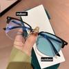 Intelligent Color Changing Minus Eyeglasses with Diopter 0 To -4.0 Vintage Square Half Frame Pochromic Near Sight Glasses