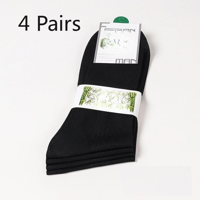 4 Pairs of Men's Summer Thin Anti Hook Silk Non Elastic Non Foot Middle Aged Loose Tube Socks