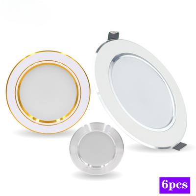 6pcs/lot LED Downlight 5W 9W 12W 15W 18W Round Ultra Thin Aluminum Recessed Lamp 220V-240V Led Bulb Indoor LED Spot Lighting