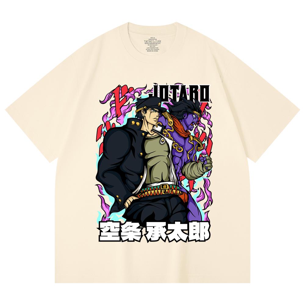 

230 Gsm 100% Cotton Jojo_s Bizzare V2 Jotaro Print Unisex Heavy Cotton T Shirt XS абрикосовый