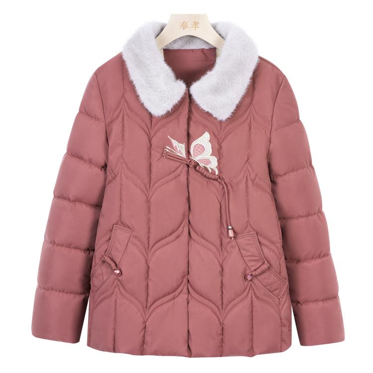Mom's Winter Coat Short Padded Cotton-padded Jacket 50-year-old Middle-aged and Elderly Women Winter New Warm Cotton-padded Jacket.