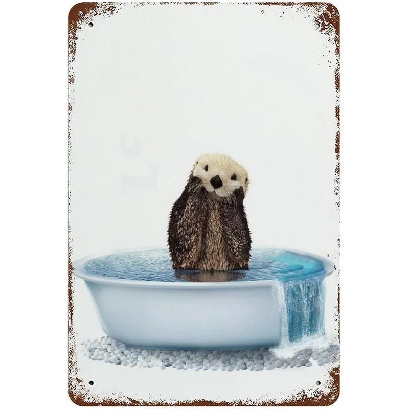 Dachshund Metal Tin Signs Hot Bath Wall Art Posters Plaque Sign Vintage Iron Painting Decoration for Home Cafe Bathroom Club