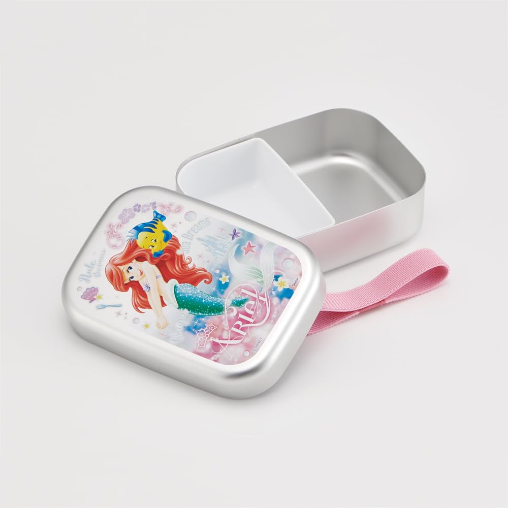 Skater Aluminum Bento For Compatible with Warm Includes Lunch Made In Disney Ariel 24 ALB5NV Box, 370ml, Children, Storage, Belt, Japan,