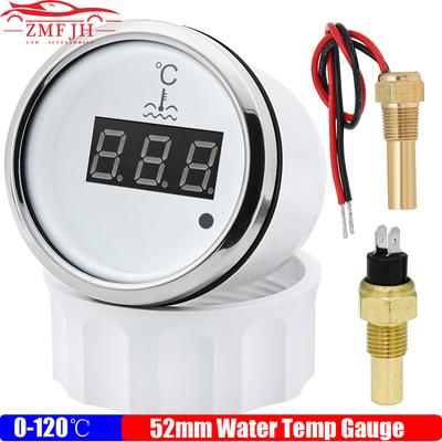 Red Light 0~120℃ Water Temp Meter+Sensor Digital Water Temperature Gauge with Alarm for Car Marine Yacht Boat 12V 24V Ized