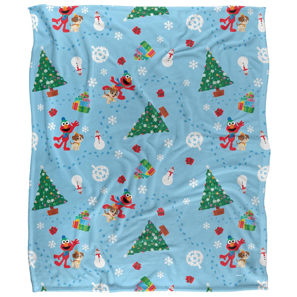 Sesame Street Silky Footprint Holiday Supersoft Blanket