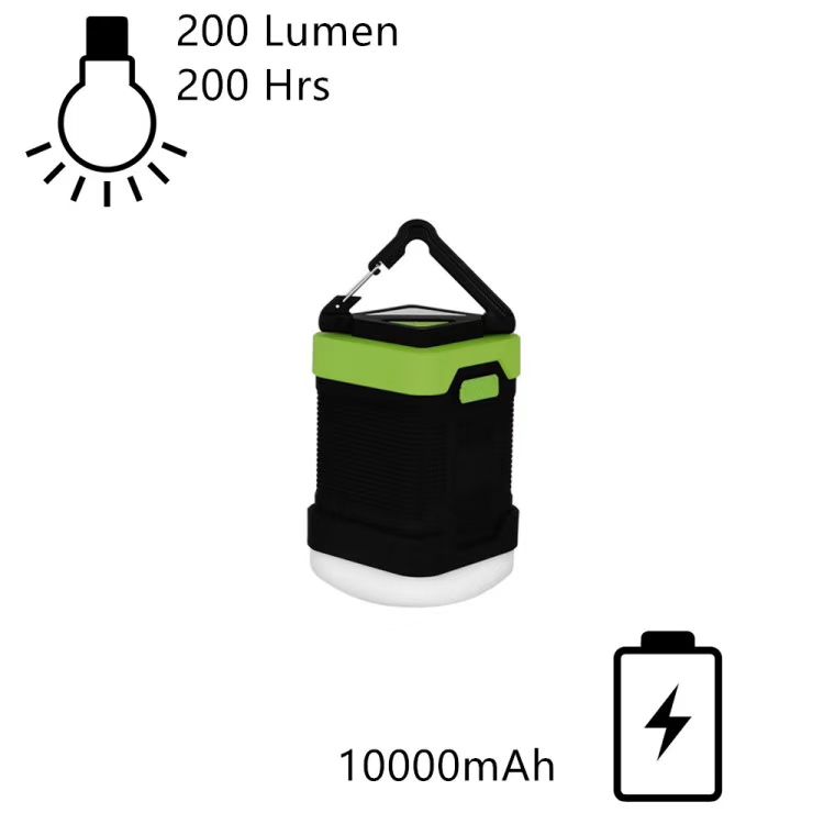 Lanterna de Camping Impermeável para Iluminação Externa e Power Bank de 10000 mAh Verde