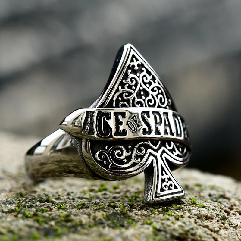Nowy Kreatywny Design Wysokiej Jakości Pierścionek z Kartą Pikowego Asa Dla Mężczyzn Punk Hip Hop Dropshipping Biżuteria