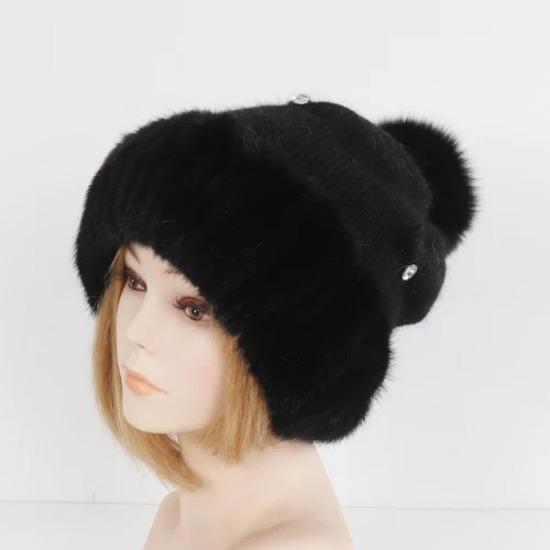 

Горячая Распродажа Женская Мода Настоящий Мех Норки Вязаные Шапки Женские Вязаные Хорошо Эластичные Шапки-Бини из Меха Норки Зимняя Теплая Шапка из Натурального Меха Good elastic чёрный