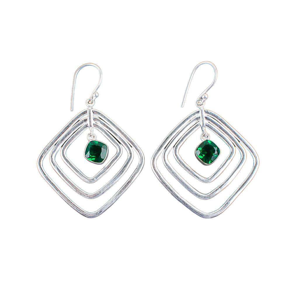 Chrome Diopside Gemstone 925 Sterling Silver Jewelry Handmade Earrings 2.44" EE-71-1