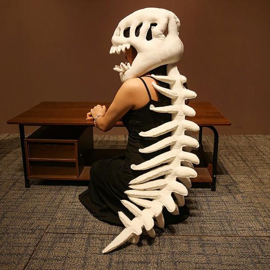 Dinosaur Skeleton Costume Set Realistic Plush Dino Outfit with Spine Detail Headband