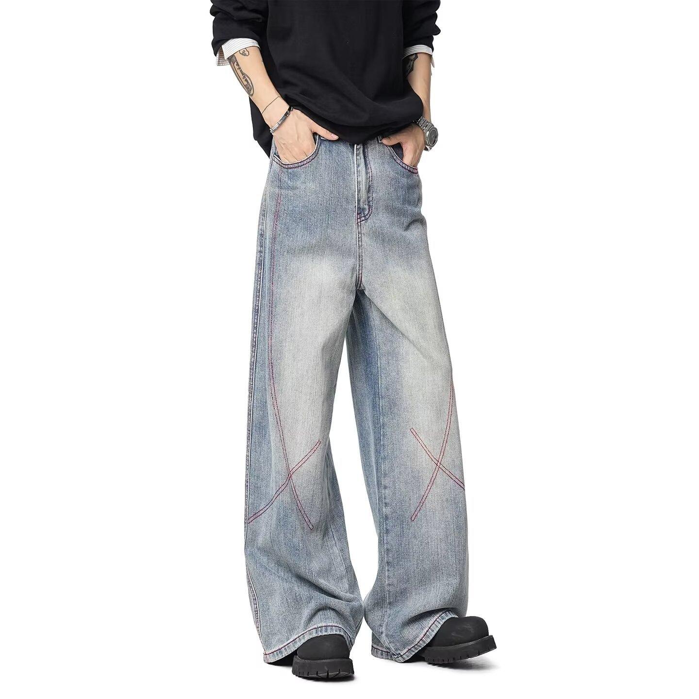 

JYL Men s Straight Jeans Trendy Ripped Patch Spring Vintage Tapered Denim XXL шкільний автобус жовтий колір