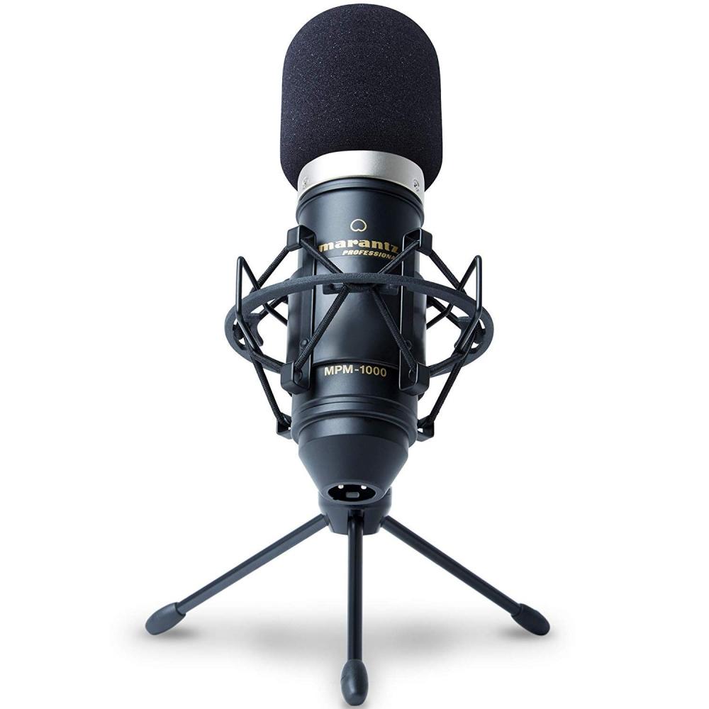 Marantz Pro Condenser Microphone, Gaming, Distribution, Recording, Unidirectional, Shock Mount, Windscreen, Mic Stand, XLR Cable Included, 48V Phantom