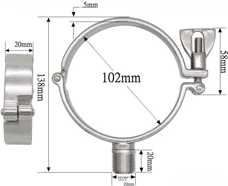 1/2" BSP Male X Fit 1/2" 3/4" 1" -12" Inch 12.7-305mm Tube OD 304 Stainless Steel Pipe Support Clamp Hanger Bracket Sanitary