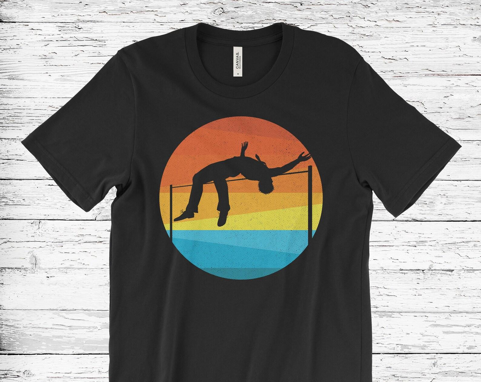 High Jump Vintage Retro Jumping Lover Jumper Gifts T-Shirt, High Jump Athletics Competition Fans Athletics, High Jumpers Birthday Present, 130