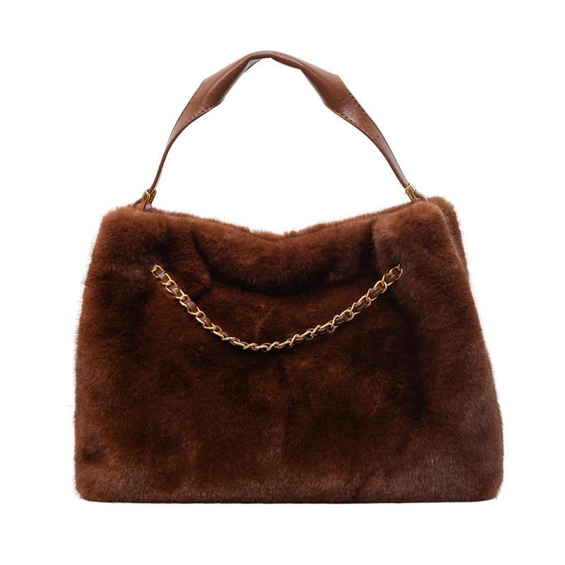 Autumn and winter fashionable versatile women's bags, hand-held fluffy bags, large-capacity shoulder bags, fluffy bags for women
