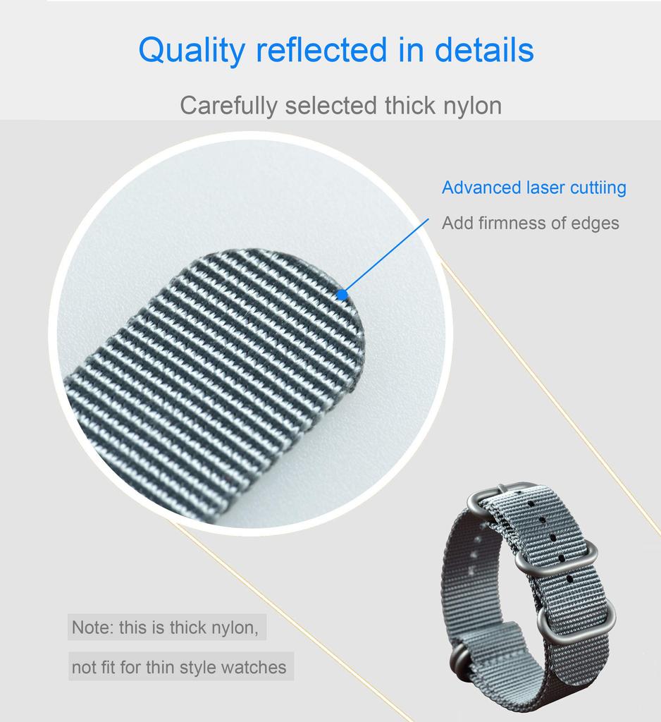 28mm Gray Ballistic Nylon Watch One Easy Interchangeable Band Strap, Piece,