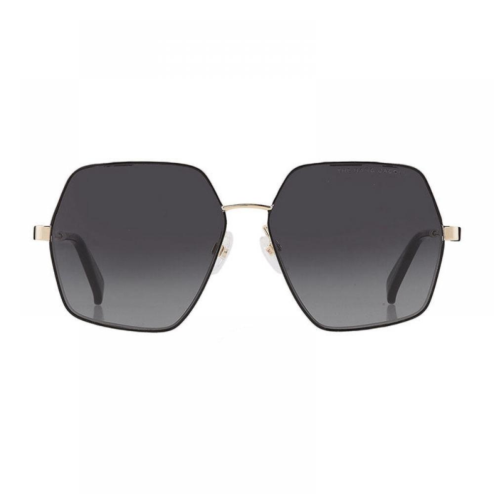 Marc Jacobs Sunglasses Rectangle Full Rim  Gold Black Frame And Dark Grey Lens