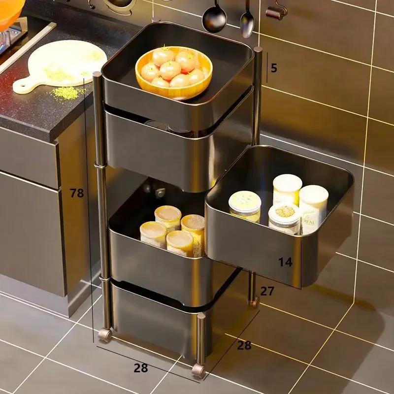 

Многофункциональная вращающаяся кухонная тележка для гостиной, полка для хранения, приставной столик, стеллаж для хранения, тележка для хранения на колесиках с ящиками