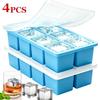 8 Grid Large Ice Cube Trays Silicone Easy-Release Flexible Ice Cube Molds with Lids Big Square Ice Tray for Whiskey and Cocktail