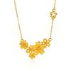 Elegant Sand Gold Floral Necklace Set - Luxurious Chinese Three Lives Wedding Collarbone Design