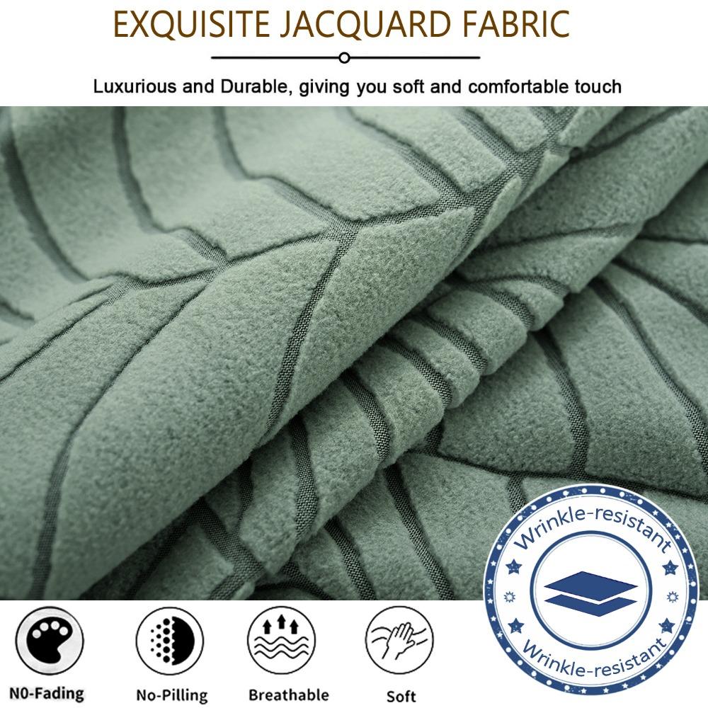 Elastic Chair Covers with Leaf Jacquard Modern Nordic Stretchable Seat Covers for Dining Chairs