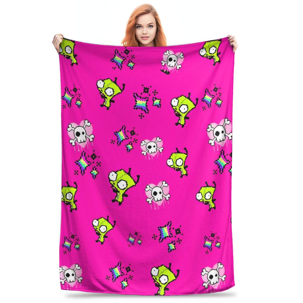 Invader Zim Gir Dib Robot Blankets Flannel Textile Decor  Portable Super Soft Throw Blanket for Bed Car Bedspread