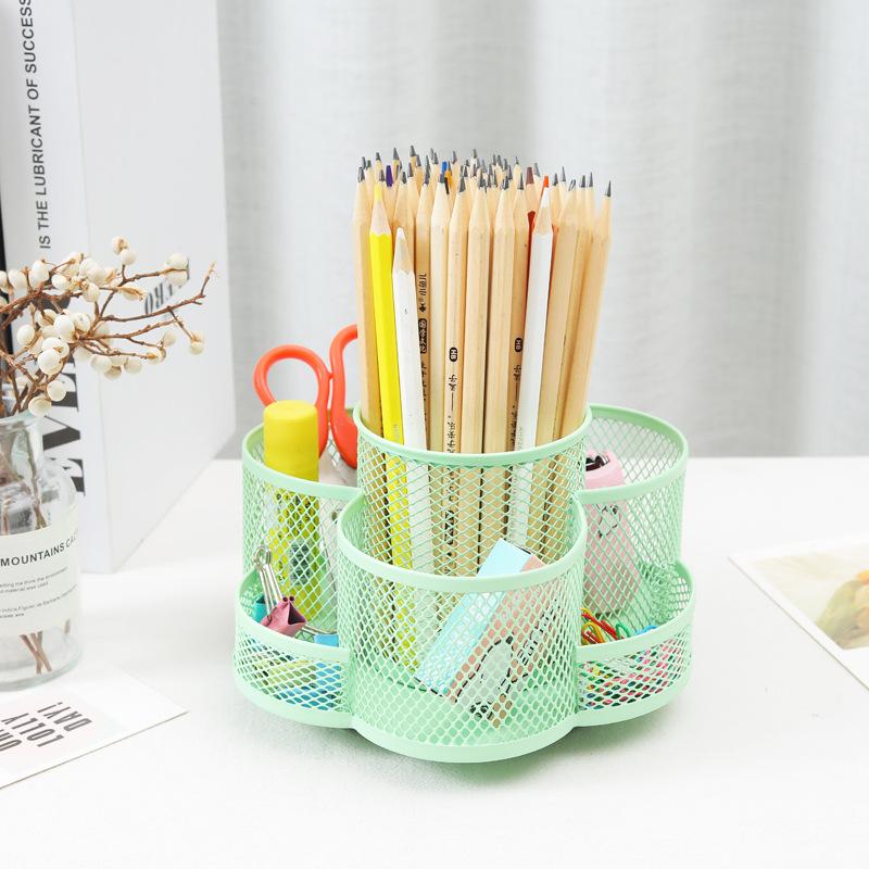 360 Degree Rotating Pencil Holder 7 Compartments Large Capacity Pen Box Desk Stationery Storage Organizer for School Home Office