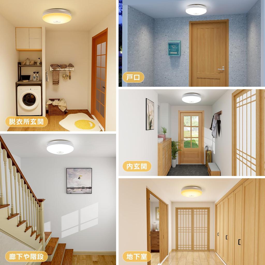 ICHIYO LED Motion Sensor Ceiling Light, Compact, Daylight White, 1100lm, Night Light, LED Lighting Fixture for Bathrooms, Toilets, Kitchens,