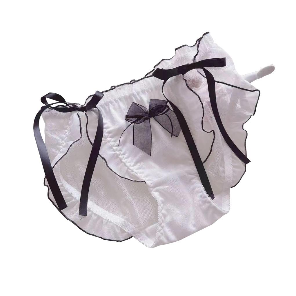 EasyTalk Sexy Ribbon and Bow Lace Super Plus Sizes and Gentle on the Skin Women's Panties, Cute, Sheer, Seductive, Girly, Non-Constricting, Available,