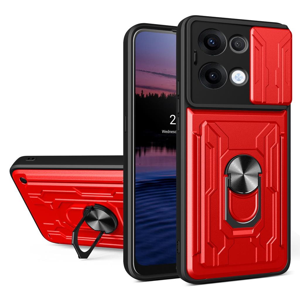 For Oppo Reno13 5G (Global) Case PC+TPU Kickstand Phone Back Cover with Camera Slider