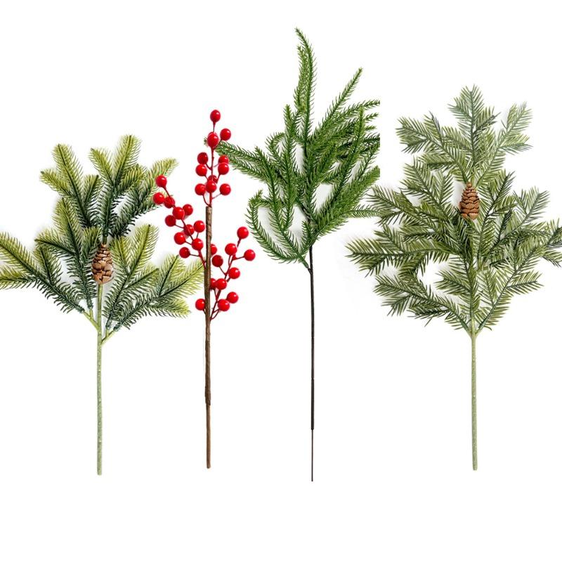 Artificial Christmas Green Plants, Small Bunches, Artificial Red Berries, Home Decoration Ornaments, Flower Arrangement Props