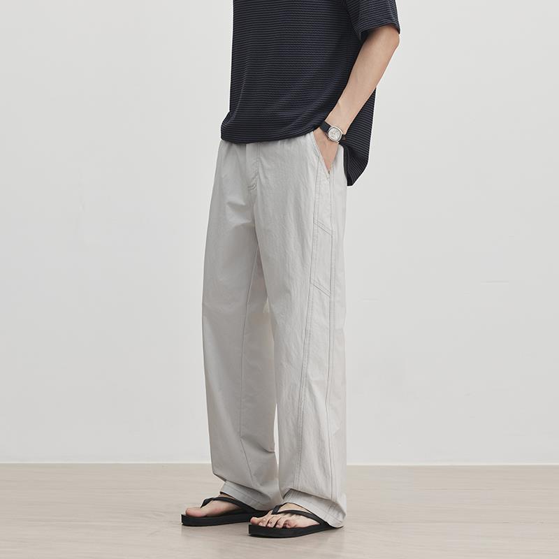 American simple and versatile casual pants men's spring new trend high-end straight loose wide-leg pants