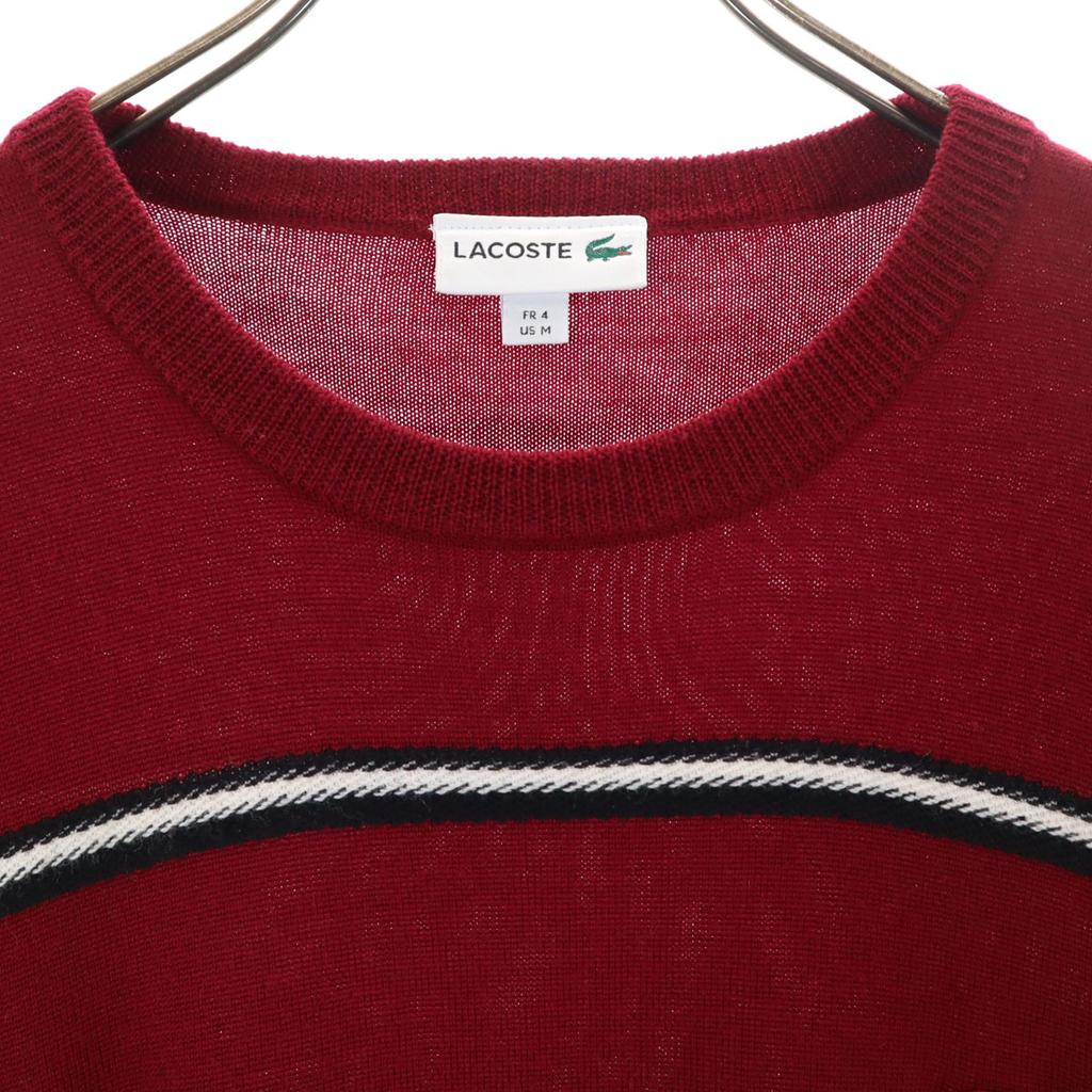 LACOSTE wool Long sleeve sweater M Bordeaux series knit Men's Used