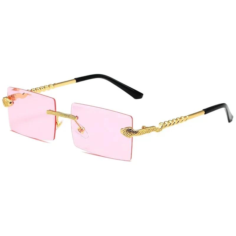 New Trendy Rectangular Sunglasses Men Fashion Vintage Twisted Snake Leg Gradient Shades Women Luxury Brand Design Sun Eyewear