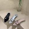 2025 summer new style medium and high stiletto women's slippers pointed toe open-toed foot strap wear evening shoes