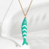 Süße Bunte Emaille Fisch Anhänger Halskette für Damen Edelstahl Streifen Fisch Charms Sommer Strandparty Urlaub Schmuck Geschenk