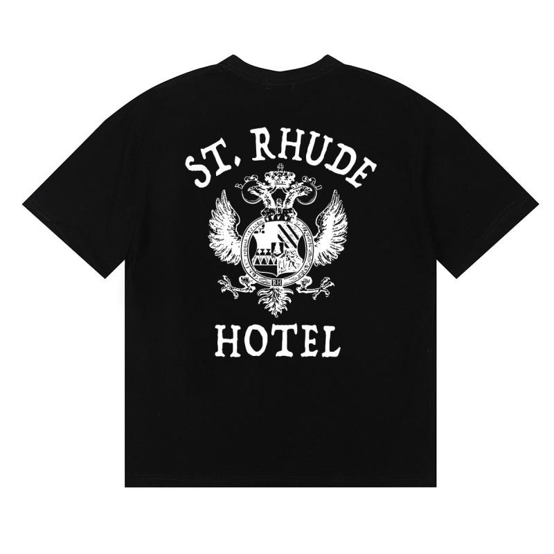 RHUDE Sunset Graphic T-Shirt Men Women Loose Fit Short Sleeve Tee Casual Streetwear