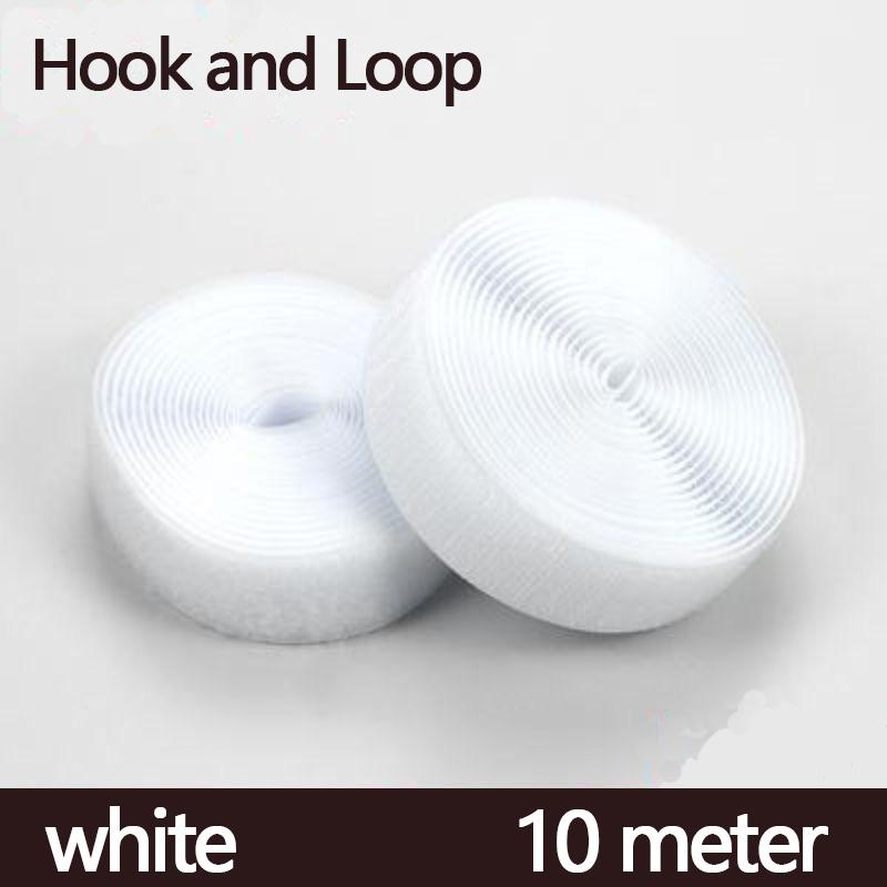 1-10M Sew On Hook & Loop Tape | Non-Adhesive Nylon Magic Strap 20-50mm White | Heavy-Duty Velcros Fastener for DIY Clothing/Bags