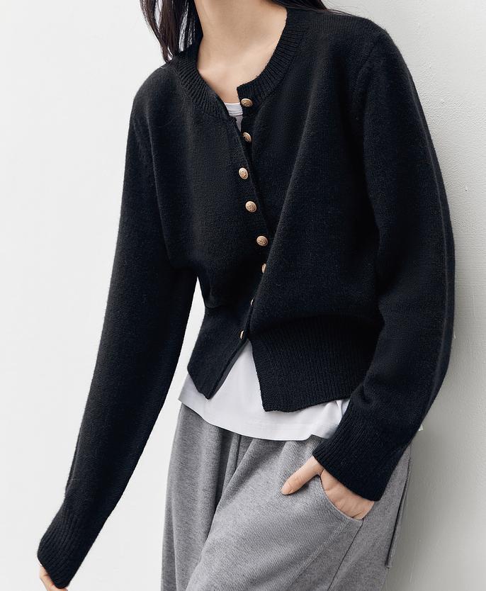French Luxury Round Neck Knit Cardigan for Women - 2025 Spring/Autumn Stylish Soft Versatile Sweater Outerwear.
