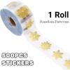 500/1000pcs Golden Snowflake Stickers Shiny Transparent PVC Round Decor Sticker Roll for Christmas Gift Wrapping Festive Essenti