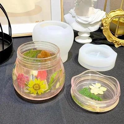Pudding Jar Storage Bottle Silicone Resin Mold With Lid Candle Holder Box Mould Epoxy Casting Resin Mold Epoxy Resin Molds