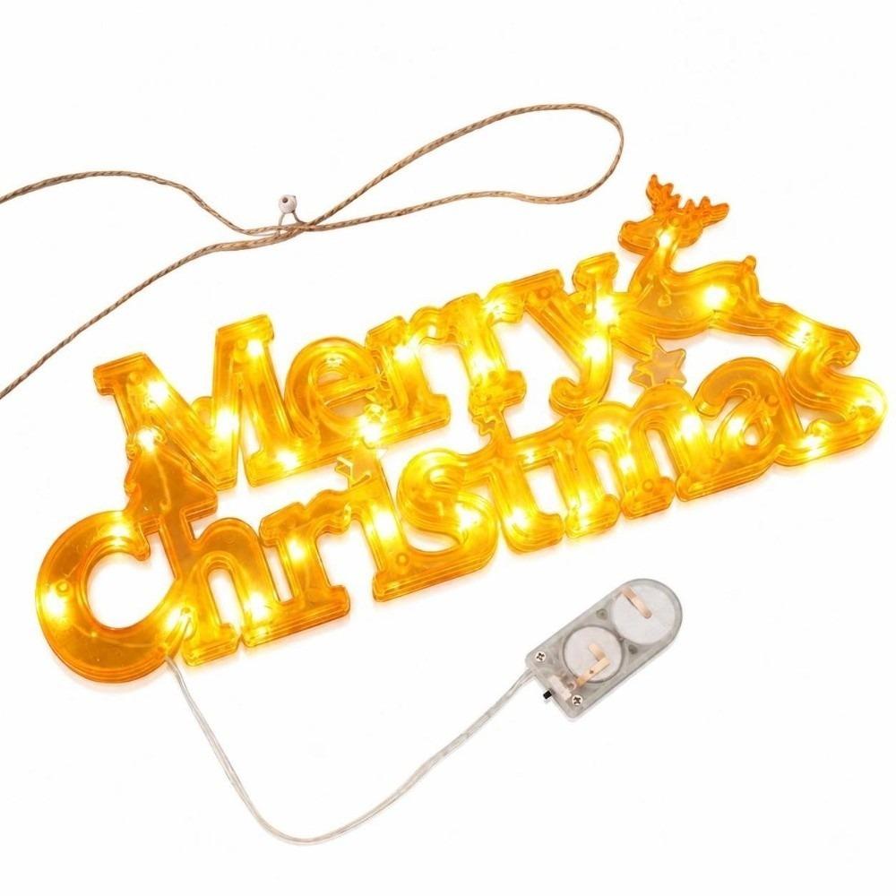 New Merry Christmas LED Letter Sign 3D with Hanging Rope Fairy Light String Xmas Garland String Home Decor